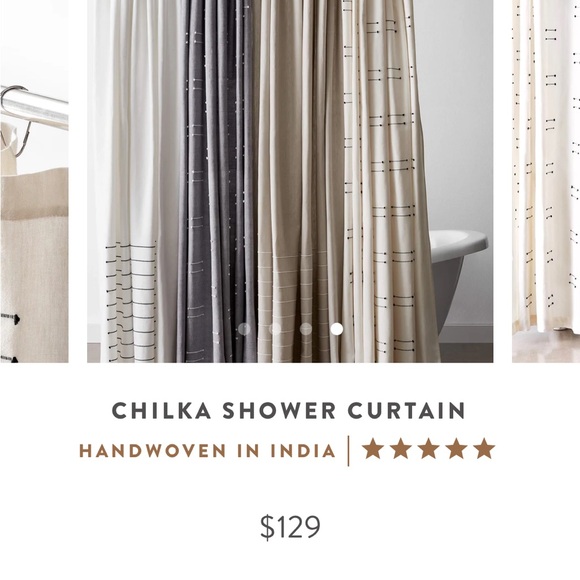Chilka shower curtain from The Citizenry. 100% cotton, nice weight. DK blue-wht - Picture 2 of 3
